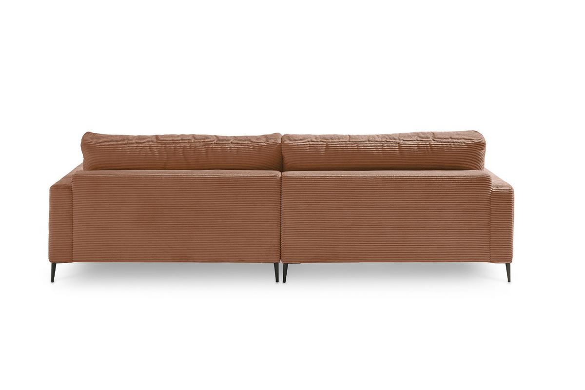 ECKSOFA CARA Braun Cord - Schwarz/Braun, Textil/Metall (272/190cm) - KAWOLA