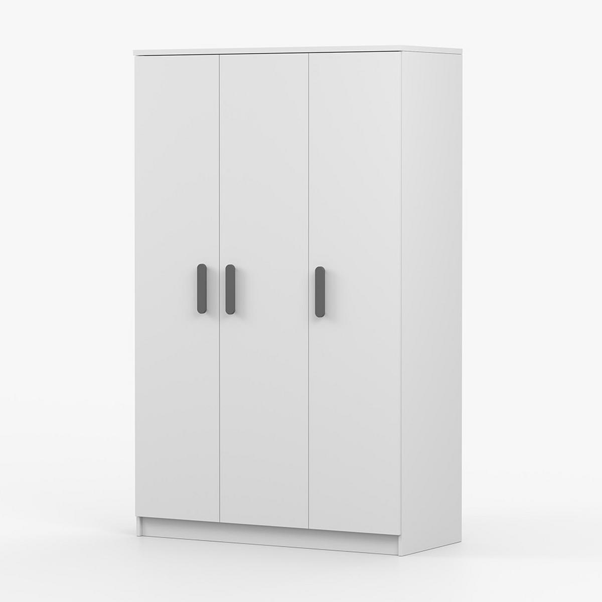 KLEIDERSCHRANK Jonas I 2D 19, 120/192/50, 3-türig, weiß - Weiß/Grau, Holzwerkstoff (120/194/50cm) - imoebel24