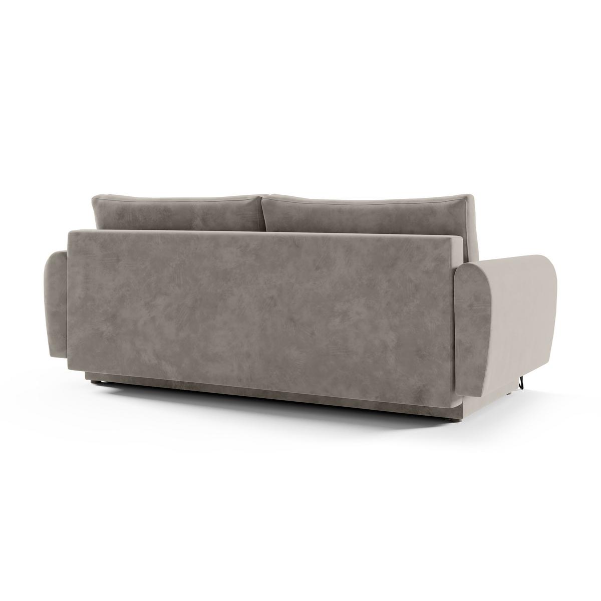 SCHLAFSOFA Malaga 3-Sitzer, Dunkelbeige - Greige/Schwarz, Textil (223/93/100cm) - Beautysofa