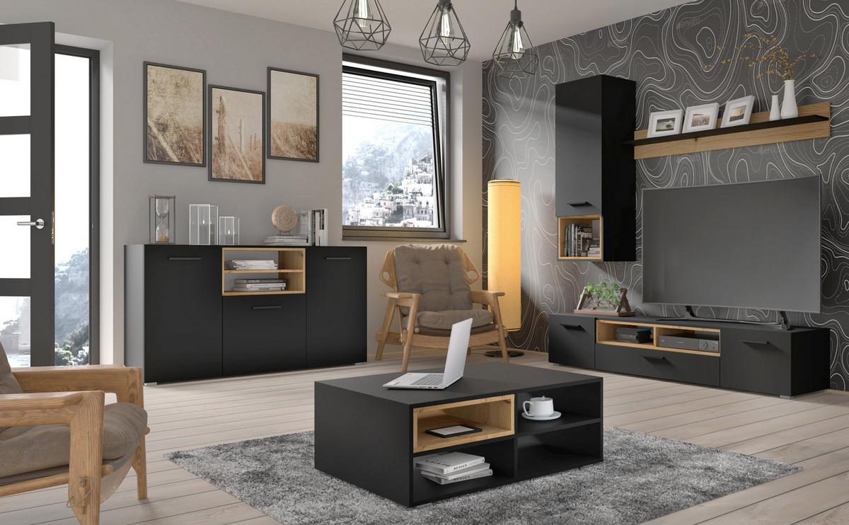 KOMMODE Schwarz, Artisan 151/86/44 - Schwarz, Holzwerkstoff (151/86/44cm) - RAUMHIRSCH FURNITURE