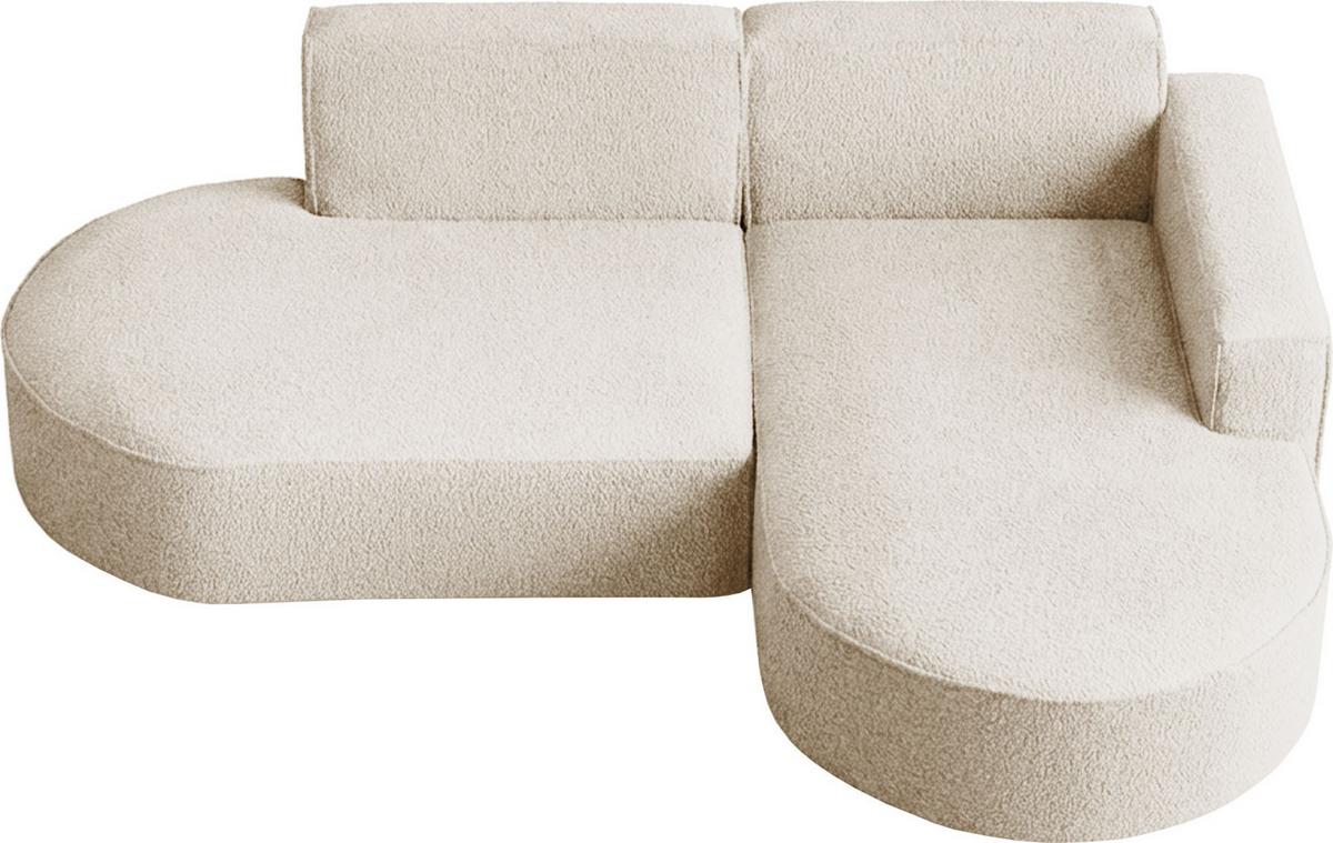 ECKSOFA Hana L-Form 3-Sitzer Ecke Rechts, Boucle, Creme 241/73/168 cm - Creme/Schwarz, Textil/Metall (168/241cm) - WFL GROUP