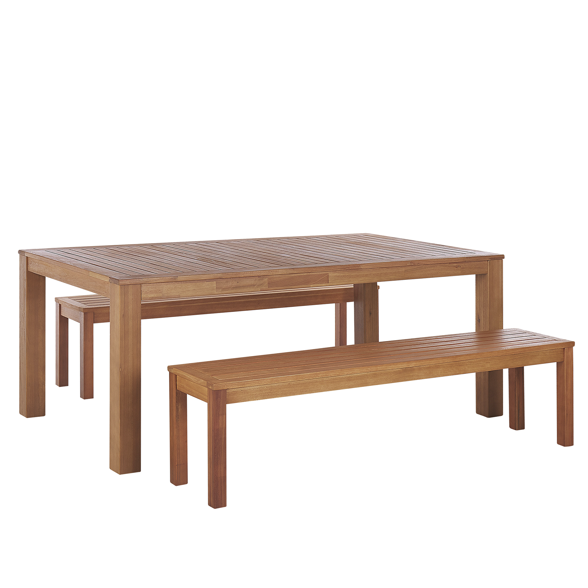 GARTENMÖBEL SET 6-Sitzer Eukalyptusholz hellbraun Monsano - Hellbraun, Holz - Beliani