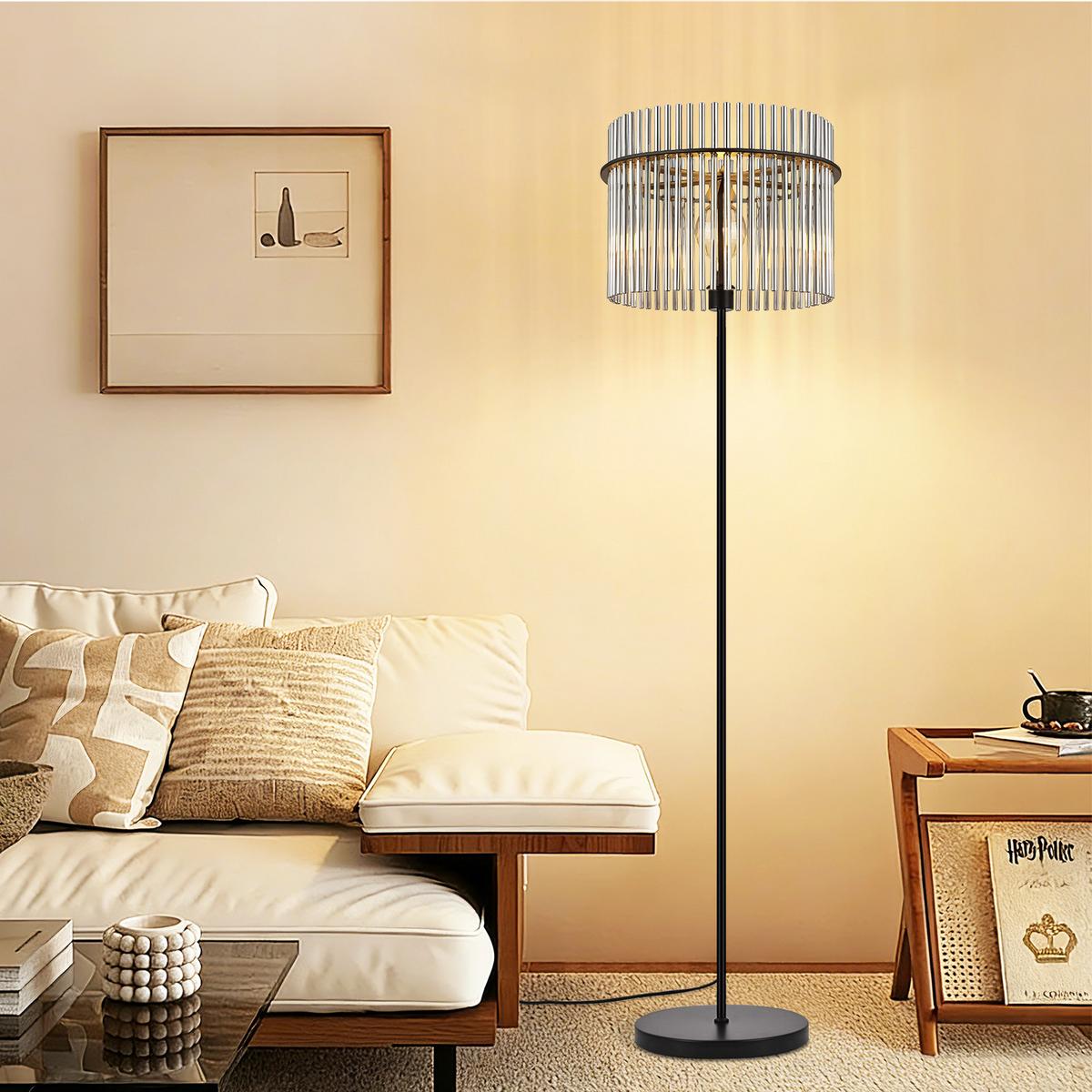 STEHLAMPE Lumistad 38/30/154 cm - Schwarz, Glas/Metall (38/30/154cm) - ZMH