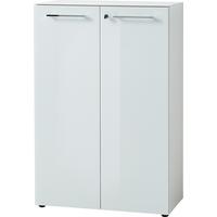 AKTENSCHRANK "Muenchen" Glasfront Soft-Close Abschließbar, Weiß 80x37x120cm - Weiß, Holzwerkstoff/Metall (80/120/37cm) - KADIMA DESIGN