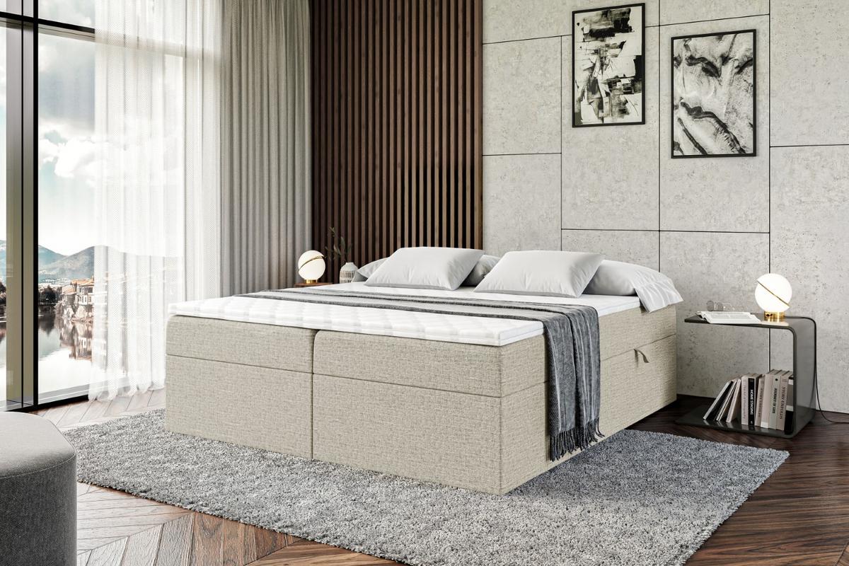 BOXBETT mit H3-Matratze und Lattenrost - MARCE BW - 140x200 Beige - Beige, Holzwerkstoff (140/200cm) - ALTDECOR