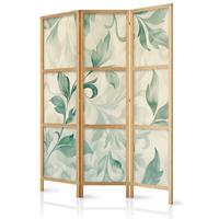 PARAVENT Japanischer 3-tlg 135x172 cm Pastellbl tter - Beige, Holz/Textil (135/172/3cm) - Muralo