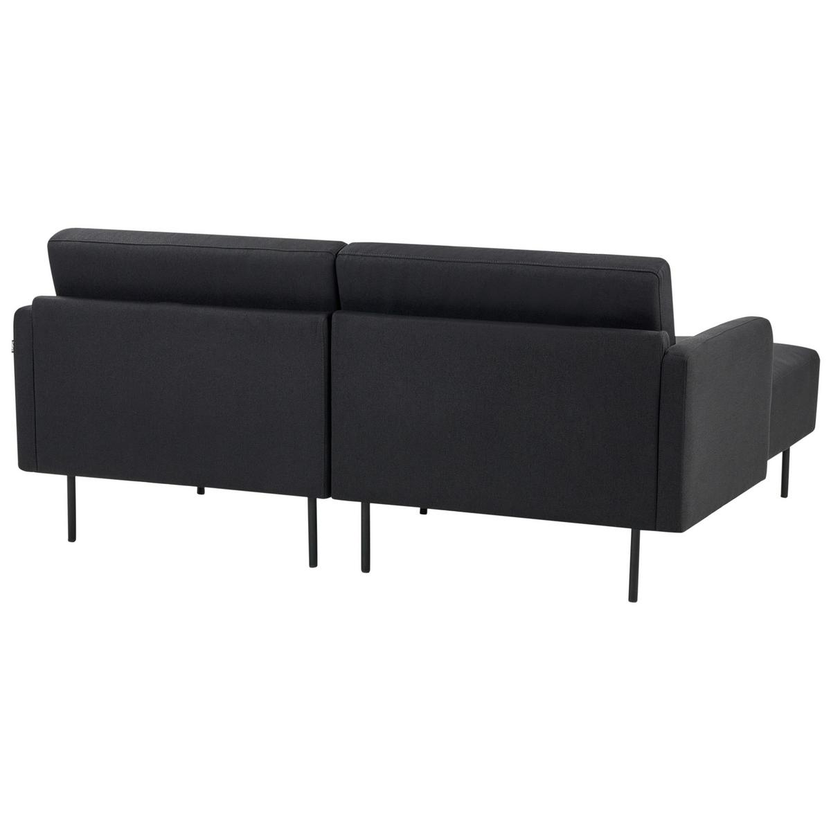 ECKSOFA 2-Sitzer Stoff Schwarz rechtsseitig Breda - Schwarz, Textil (192/155cm) - Beliani