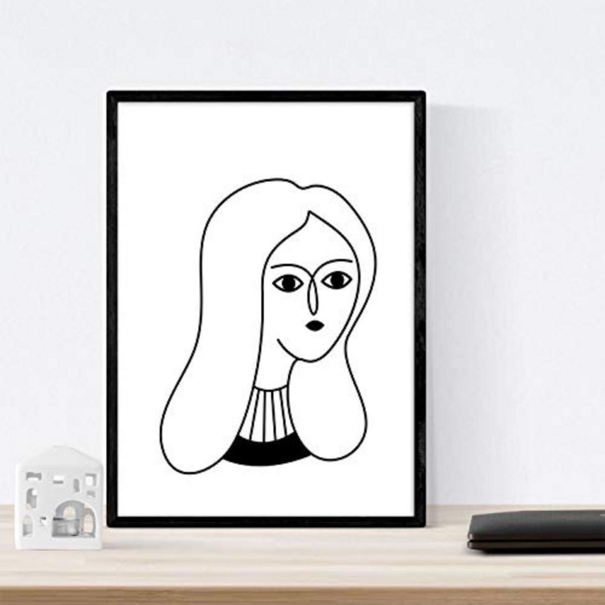 POSTER Set mit 4 „Vier Frauen in Weiß“ Zeichnungen A3 Rahmenlos - Klar, Papier (29.7/3cm) - Nacnic
