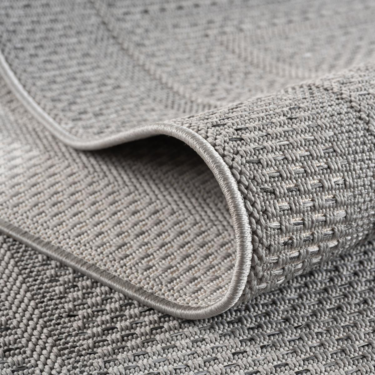 TEPPICH Outdoor VENTOUX in Grau, mit Bordüre, 240 x 340 cm - Grau, Textil (340/240cm) - KADIMA DESIGN