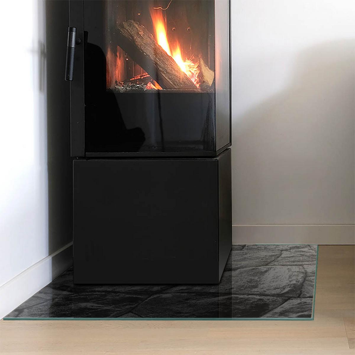 GLASPLATTE für Kamin 60x60 cm - Grau, Glas (60/60/0.4cm) - TULUP