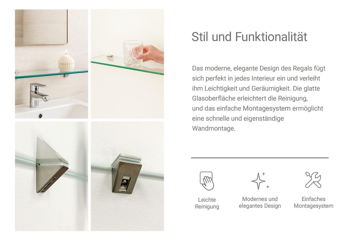 GLASABLAGE 50x13 cm Glas Weiß - Transparent, Glas (50/0.6/13cm) - TULUP