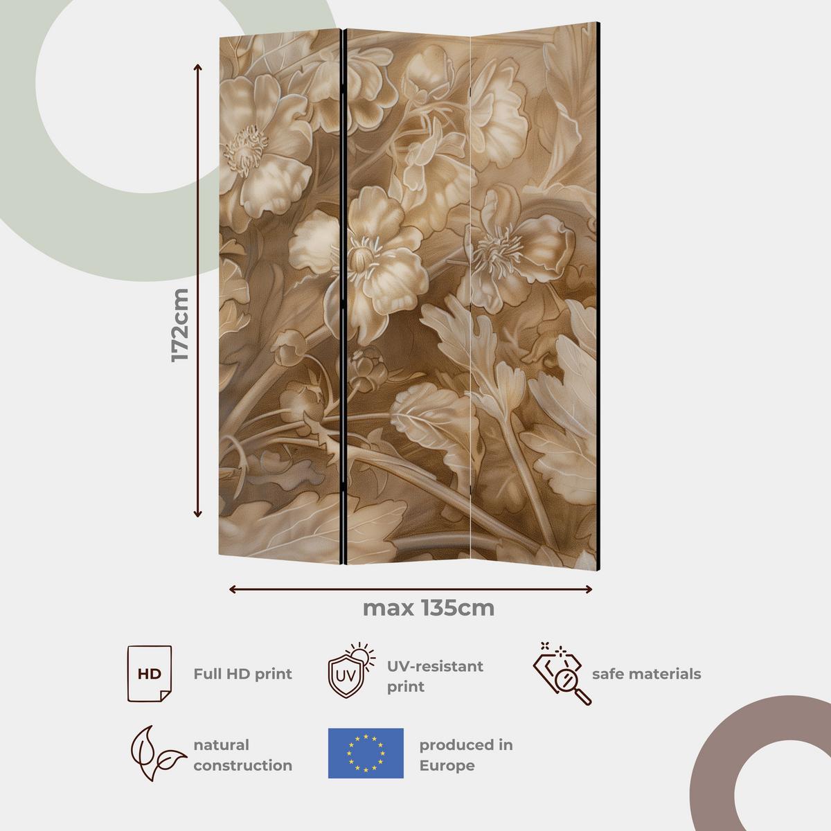 PARAVENT Akustik 3-tlg 135x172 cm Bambus Natur - Beige, Holz/Textil (135/172/3cm) - Muralo