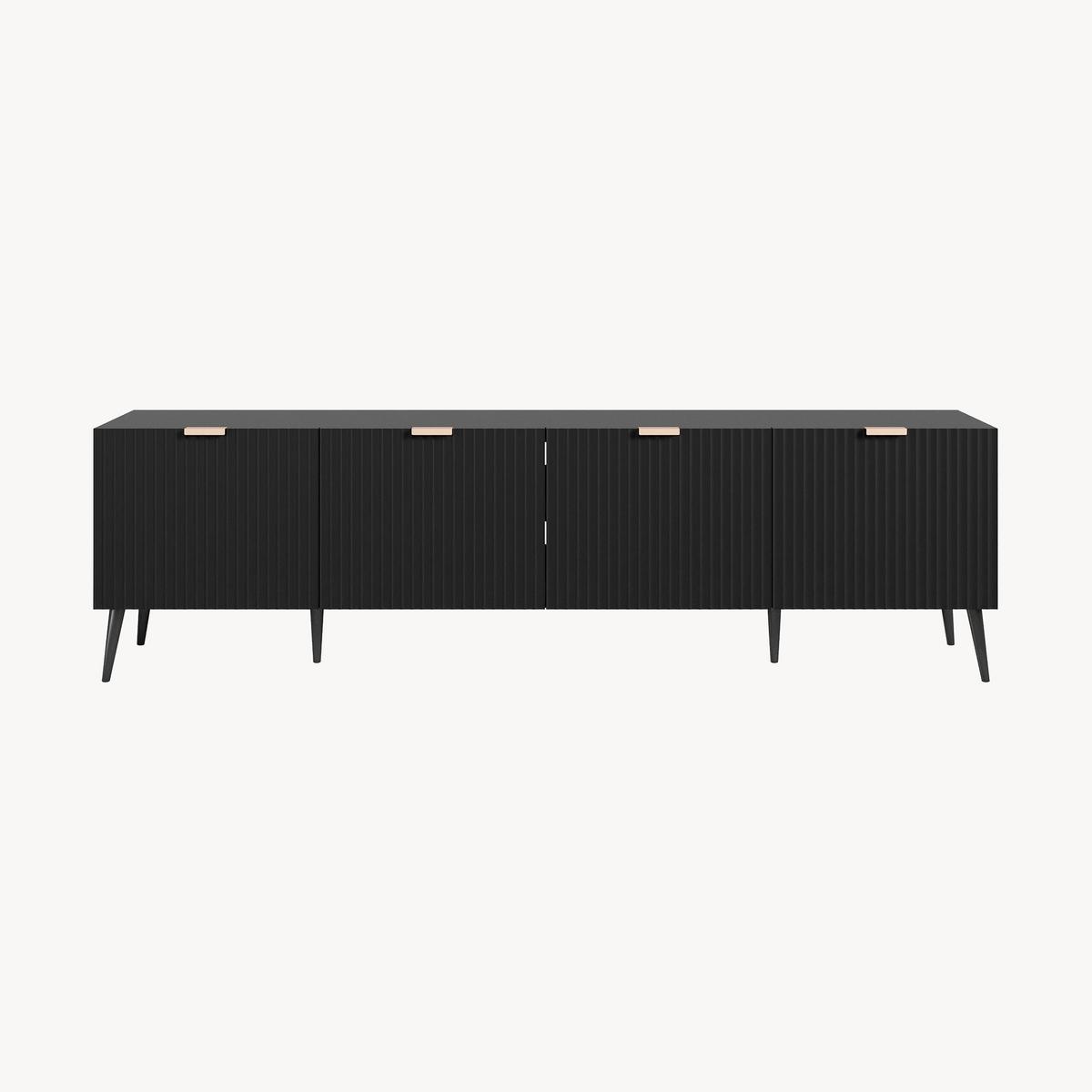 FERNSEHSCHRANK Nand - Schwarz, Holzwerkstoff/Metall (35/51/180cm) - [en.casa]
