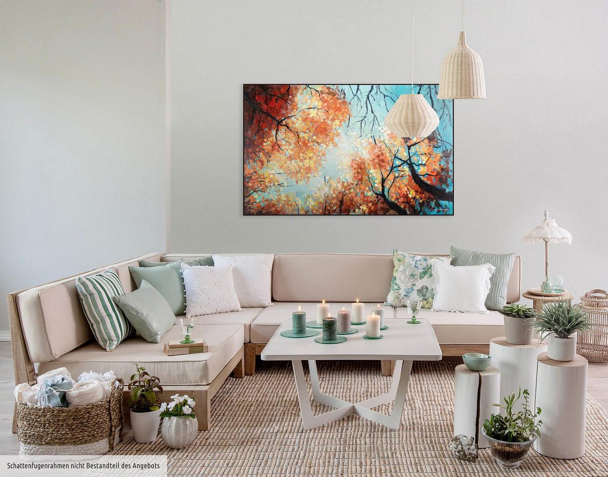 ÖLGEMÄLDE 120/75 cm - Blau/Orange, Holz/Textil (120/75cm) - KUNSTLOFT