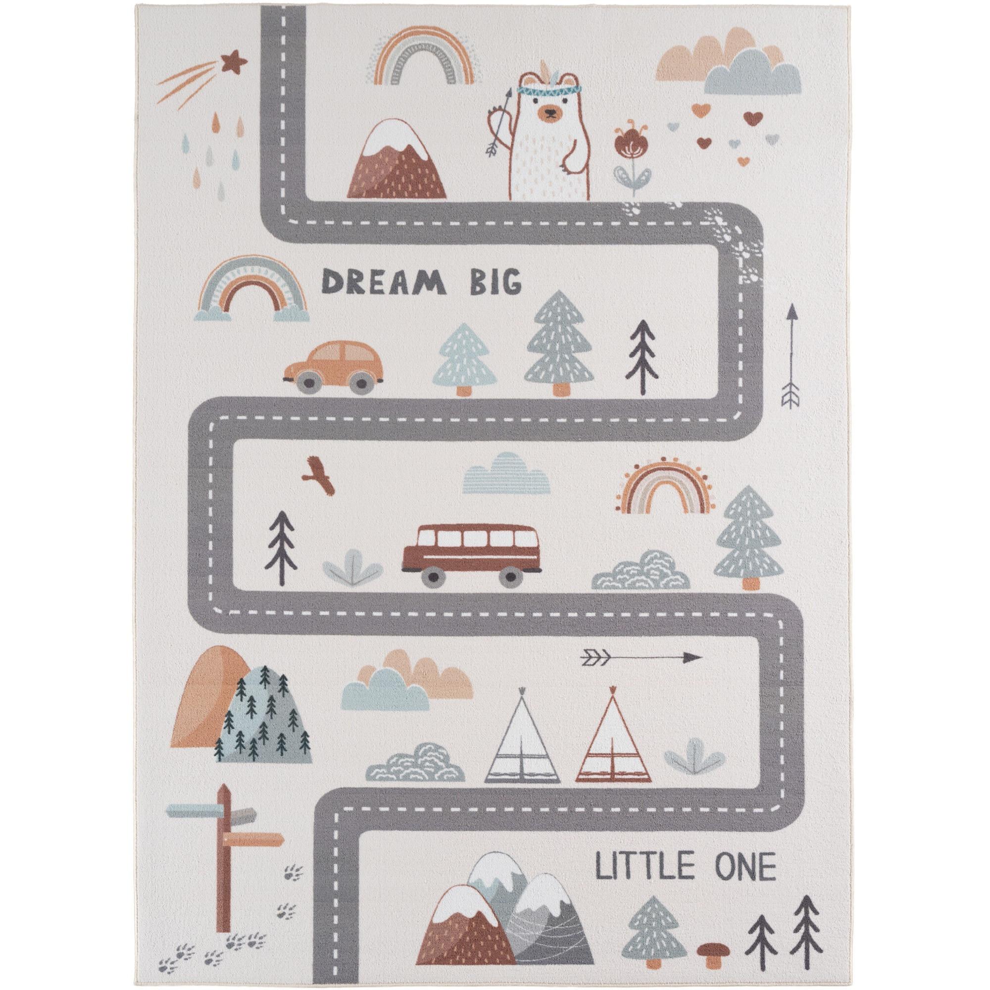 SPIELTEPPICH Waschbar TINO in Creme, mit Straßenkarten-Motiv, 80 x 150 cm - Beige, Textil (150/80cm) - KADIMA DESIGN