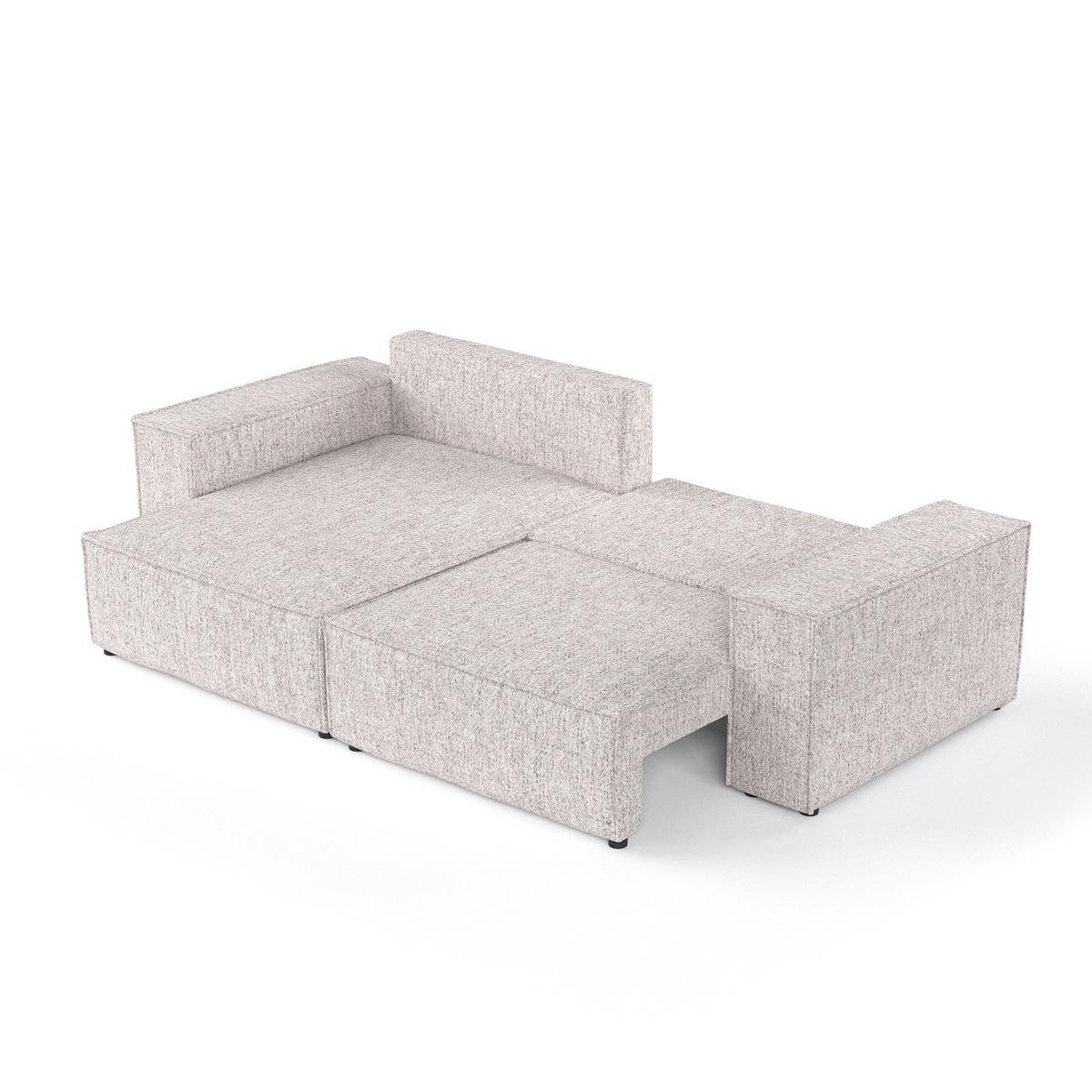 ECKSOFA SENSO mit Schlaffunktion Beige im Neve Stoff - Beige/Schwarz, Holz/Holzwerkstoff (255/148cm) - AltaBeds