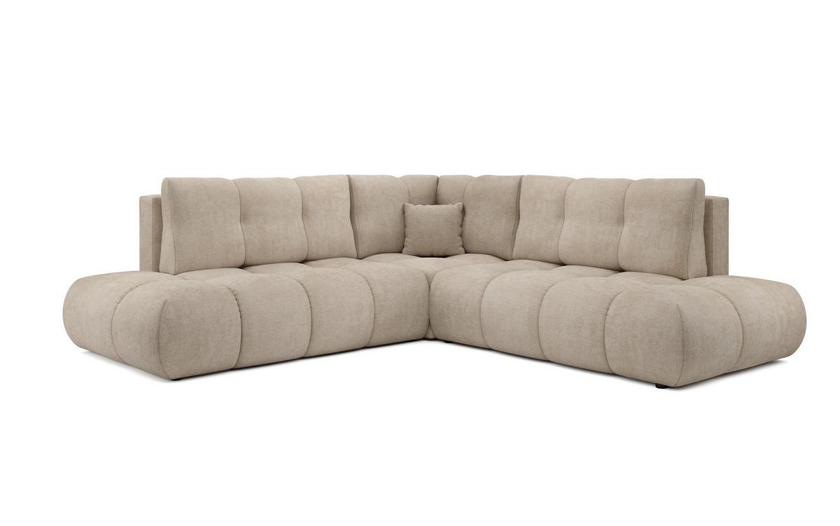 ECKSOFA DUCA II R-S Beige Chenille mit Schlaffunktion - Sandfarben, Holz (266.5/266.5cm) - MASSENO