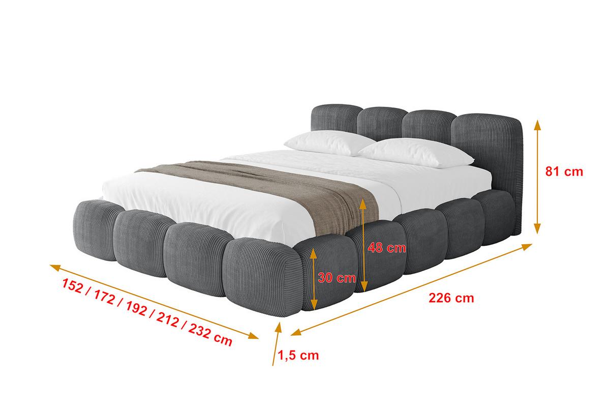 POLSTERBETT mit Bettkasten und Lattenrost, Bett mit Matratze H3/H4 - KALA-v1 160x200 Dunkelgrau - Dunkelgrau, Holzwerkstoff/Textil (160/200cm) - ALTDECOR