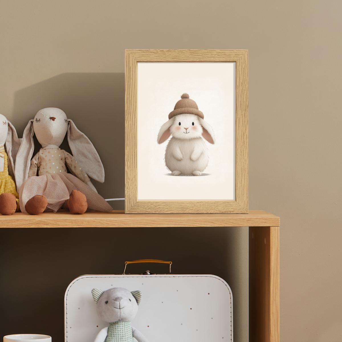 NACHTTISCHLAMPE Kaninchen - Hut - Ohren - Beige 15x20 cm - Creme, Holzwerkstoff (8/15/20cm) - OnlyWow