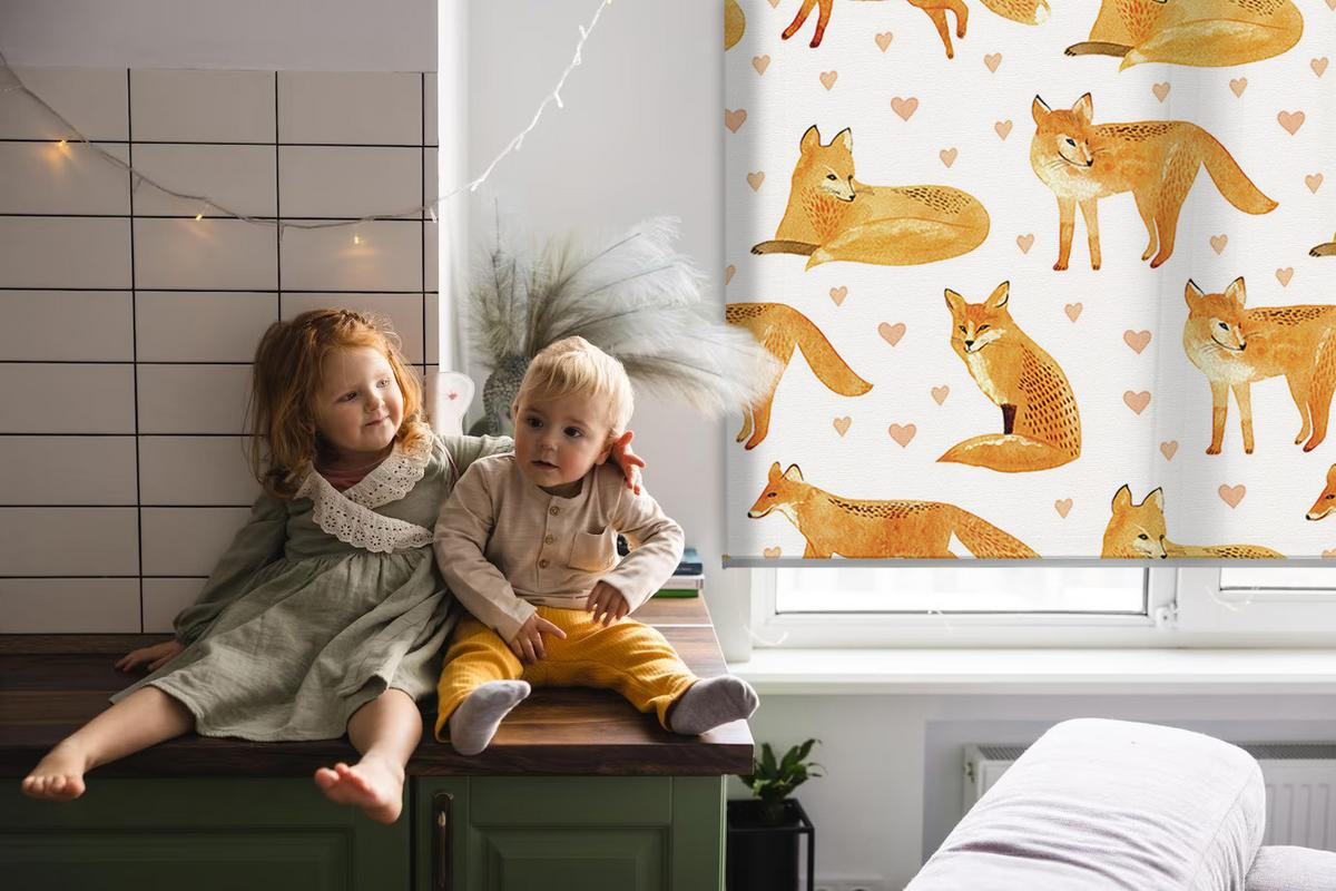 INNENROLLO - Fensterrollo - Rollo - 90x180 cm - Füchse - Orange, Kunststoff (90/180/0.5cm) - TULUP