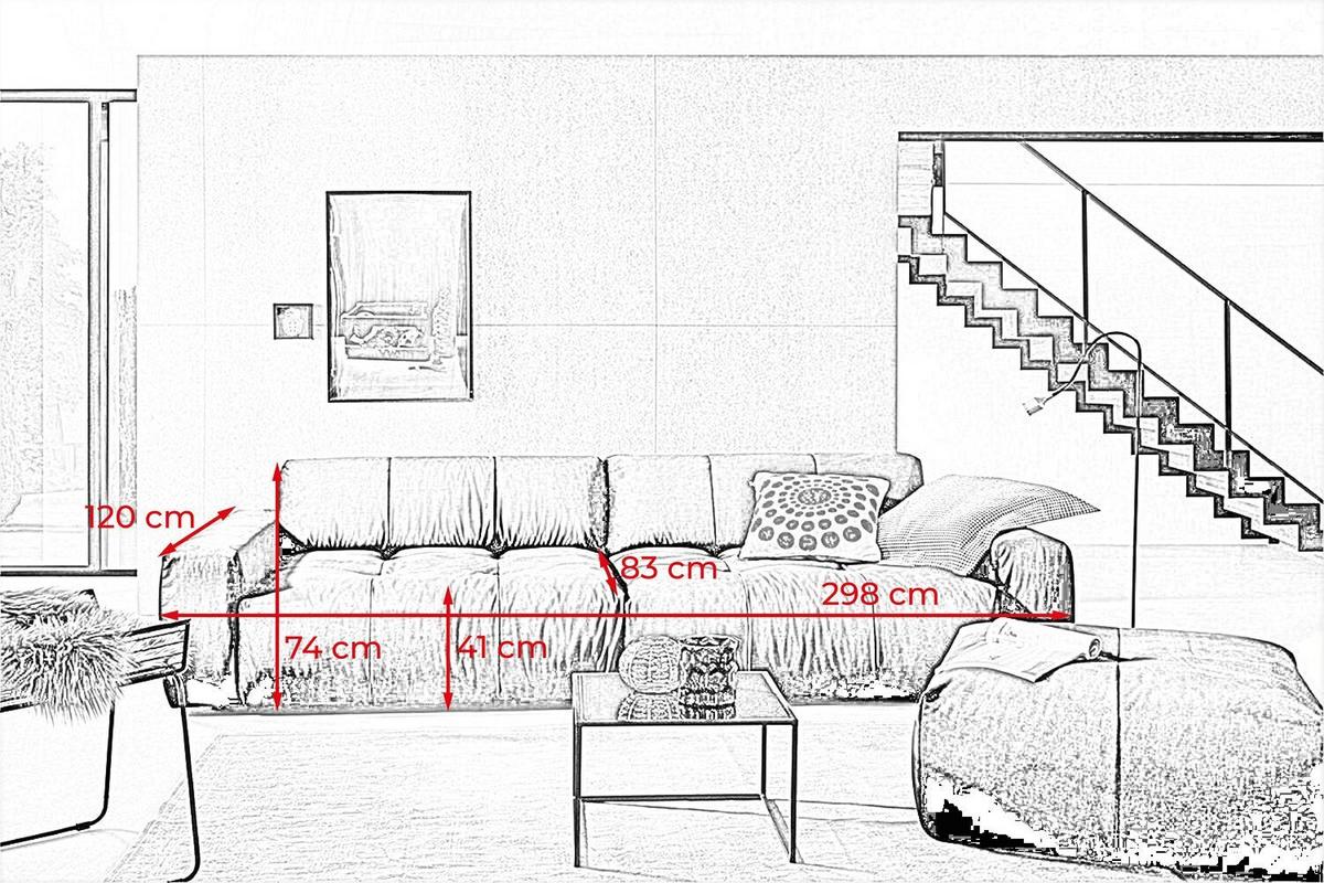 SOFA MIT SITZTIEFENVERSTELLUNG PALACE Schwarz Velvet Relaxfunktion - Schwarz, Textil (298/74/120cm) - KAWOLA
