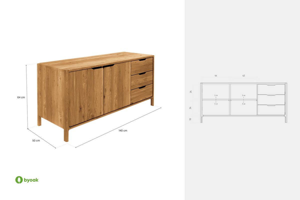 KOMMODE PAUL Kernbuche - Kernbuche, Holz (140/64/50cm) - byoak