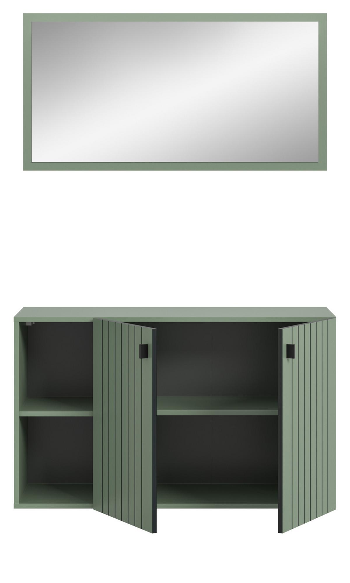 GARDEROBE-SET grün 2-teilig 106 cm, Garderobenkombination hängend - Schwarz/Grün, Glas/Holzwerkstoff (106/192/37cm) - Inn.Furn