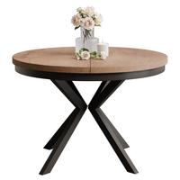 AUSZIEHTISCH MILTON 90-166/76 cm mit Metallgestell und Zarge, Schwarz / Lefkas-Eiche - Schwarz/Eiche San Remo, Holzwerkstoff/Metall (90/90/76cm) - Idohome