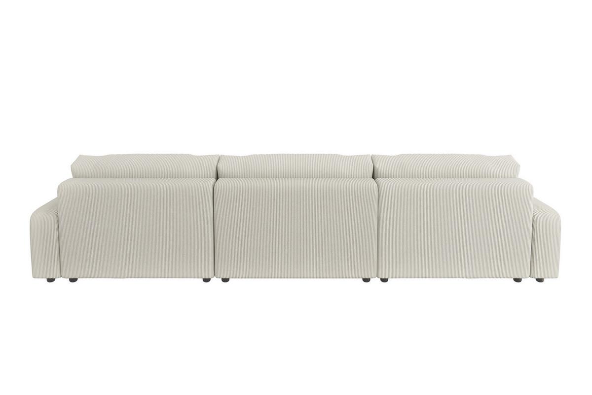WOHNLANDSCHAFT Emma Beige Cord - Beige/Schwarz, Holz/Kunststoff (332/78/170cm) - S-Style Möbel