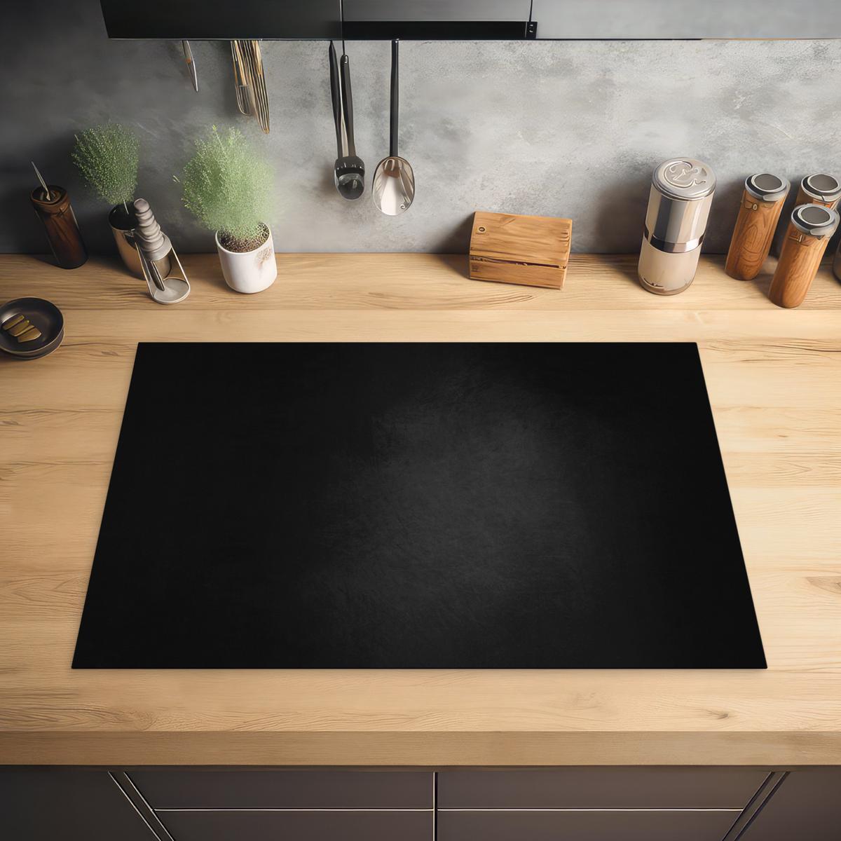 HERDABDECKPLATTE Beton - Schwarz - Grau - Strukturiert - Industriell Ceranfeldabdeckung 76x51.5 cm - Graphitfarben, Kunststoff (76/51.5/0.2cm) - MuchoWow