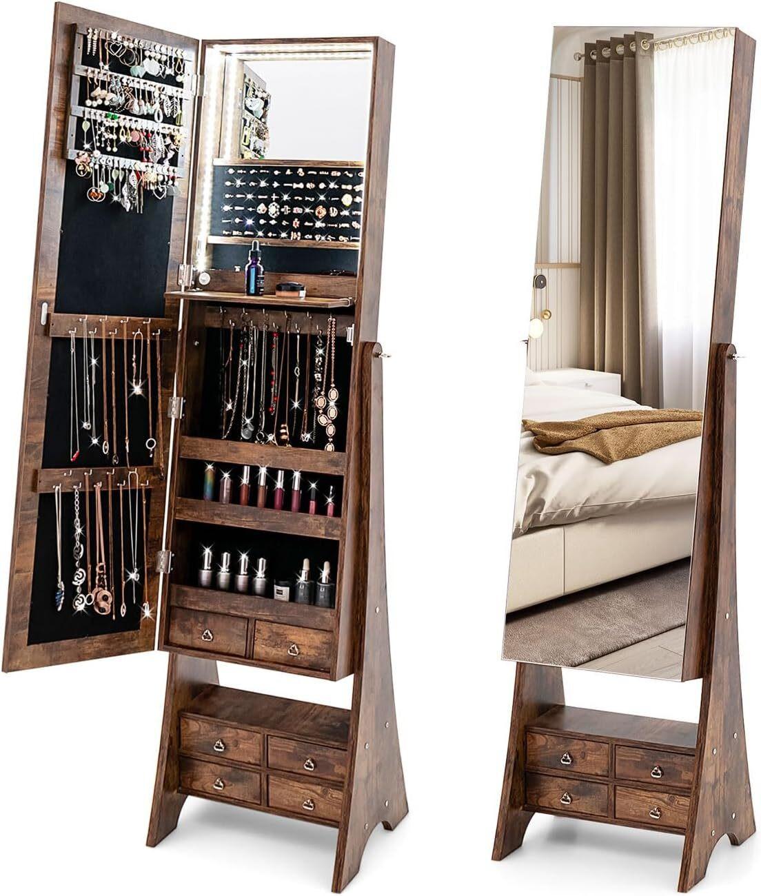 SCHMUCKSCHRANK 159cm Weiß - Weiß, Holz (41/159/36cm) - COSTWAY