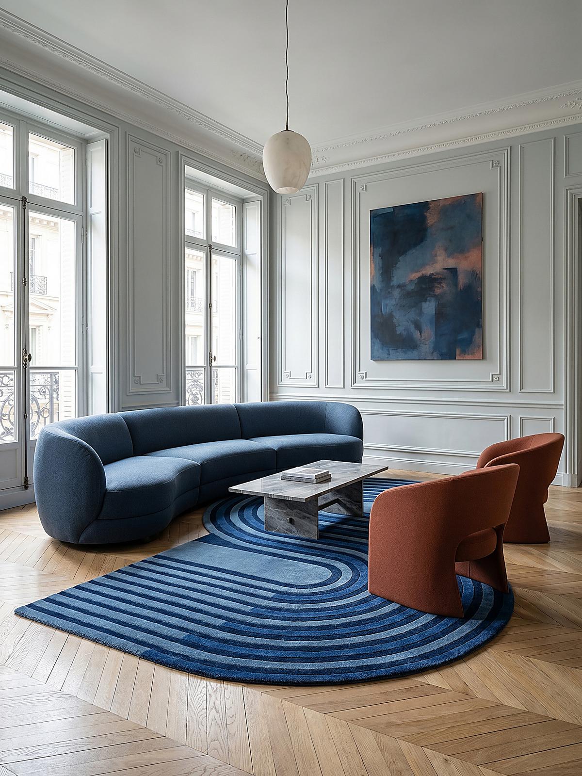WOLLTEPPICH LEVEN, geometrisch, Blau, 150 x 240 cm - Blau, Textil (240/150cm) - KADIMA DESIGN