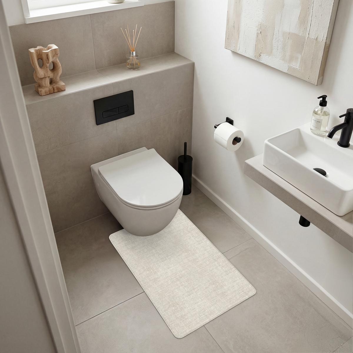 WC-VORLEGER Leinen - Textur - Beige WC Teppich 50x80 cm - Beige, Textil (50/1cm) - OnlyWow