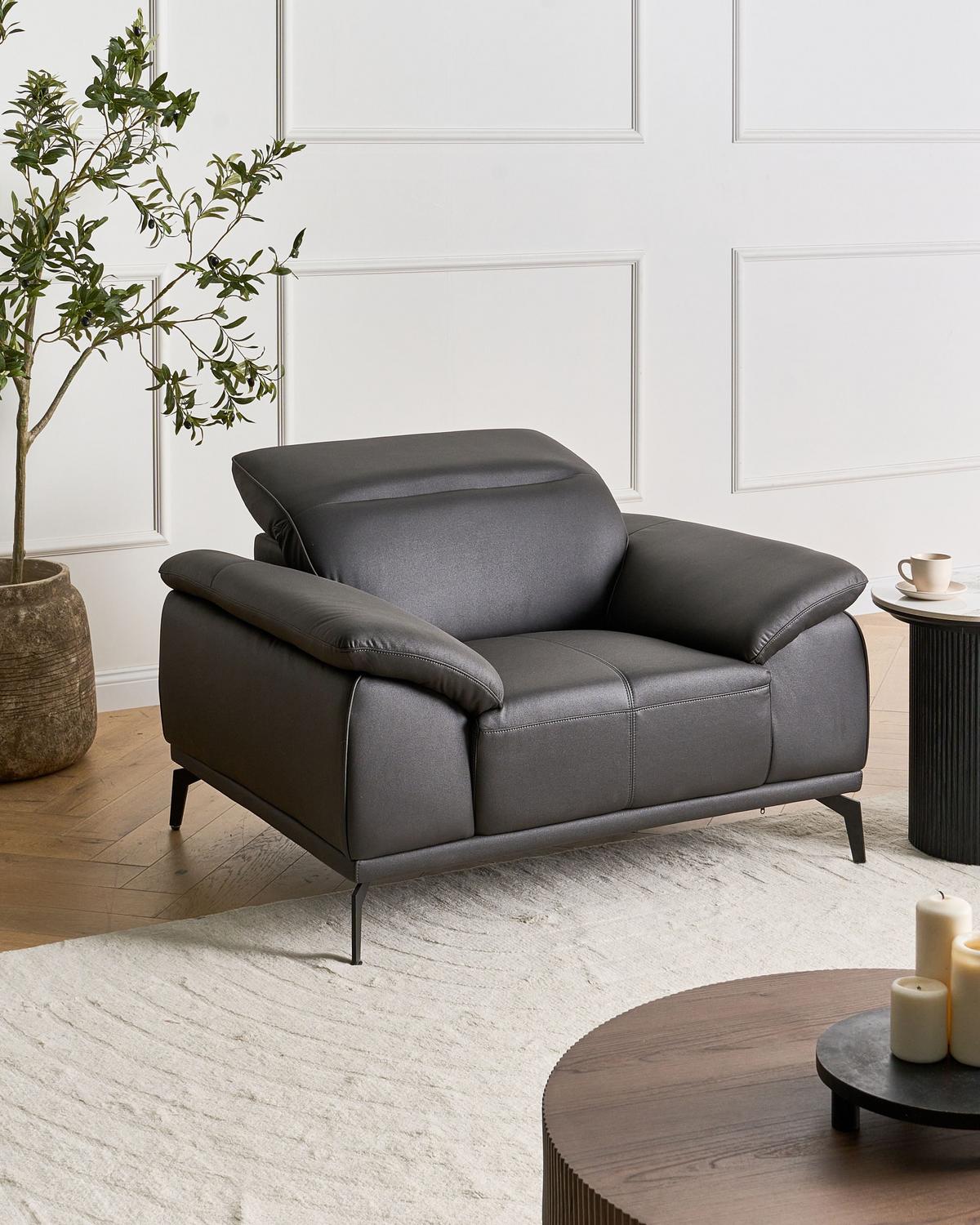 SESSEL Stoff Schwarz Vejen - Schwarz, Textil (112/91/92cm) - Beliani