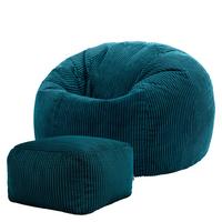 SITZSACK Klassisch + Hocker, Cord - Grün, Kunststoff/Textil (85/50/85cm) - icon