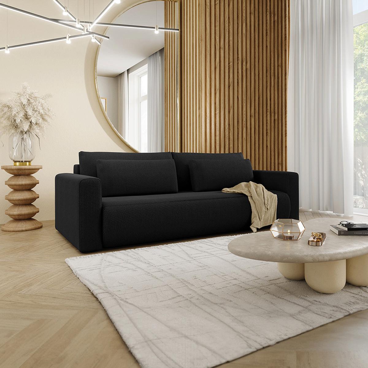 SOFA Evy 3 Sitzplätze Schwarz - Schwarz, Holz (238/82/105cm) - Petits-meubles