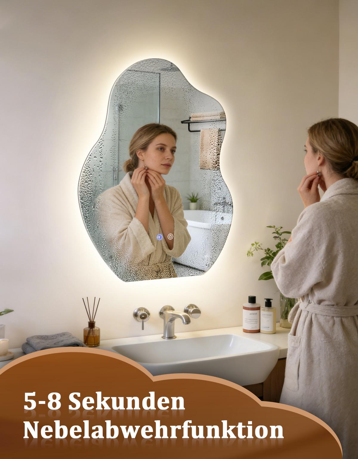 BADSPIEGEL mit Beleuchtung Jeryn 3.4/60/80 cm - Weiß, Glas (60/80/3.4cm) - ZMH