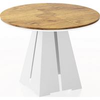 ESSTISCH Kova runder ausziehbarer, Lancelot Eiche 100-180/100/76 cm - Eichefarben/Weiß, Holzwerkstoff/Metall (100/176/76cm) - WFL GROUP