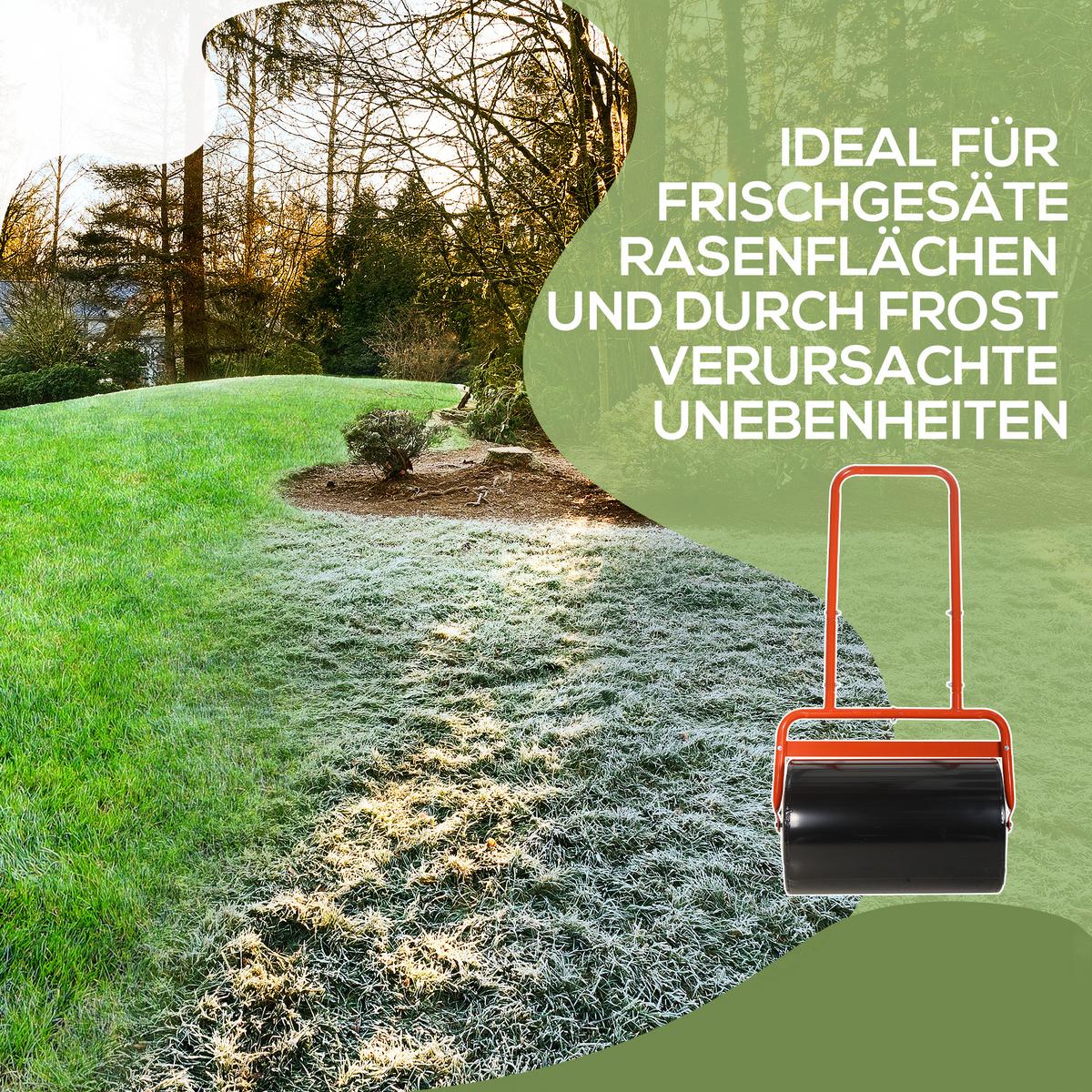 RASENWALZE 50cm Breite - Rot, Metall (32.5/113/58cm) - Outsunny