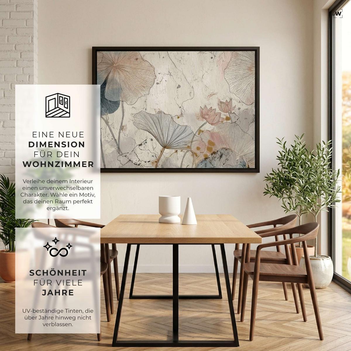BILDER mit Rahmen Abstrakt Boho Beige Leinwandbild Wandbild 60x40 cm - Multicolor, Holzwerkstoff (60/40cm) - Wallarena