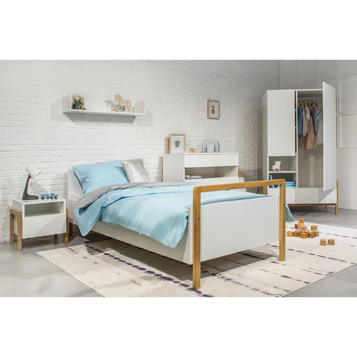 BETT Weiß und Holz - Weiß, Holzwerkstoff (80/180cm) - Petits-meubles