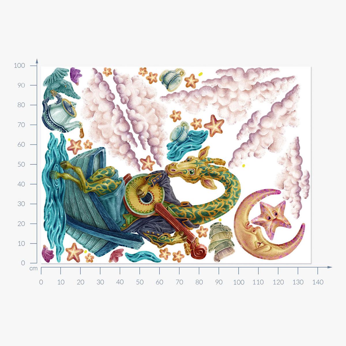 WANDAUFKLEBER 100x137cm - Märchentiere - Multicolor, Kunststoff (100/137/0.1cm) - Wallfluent