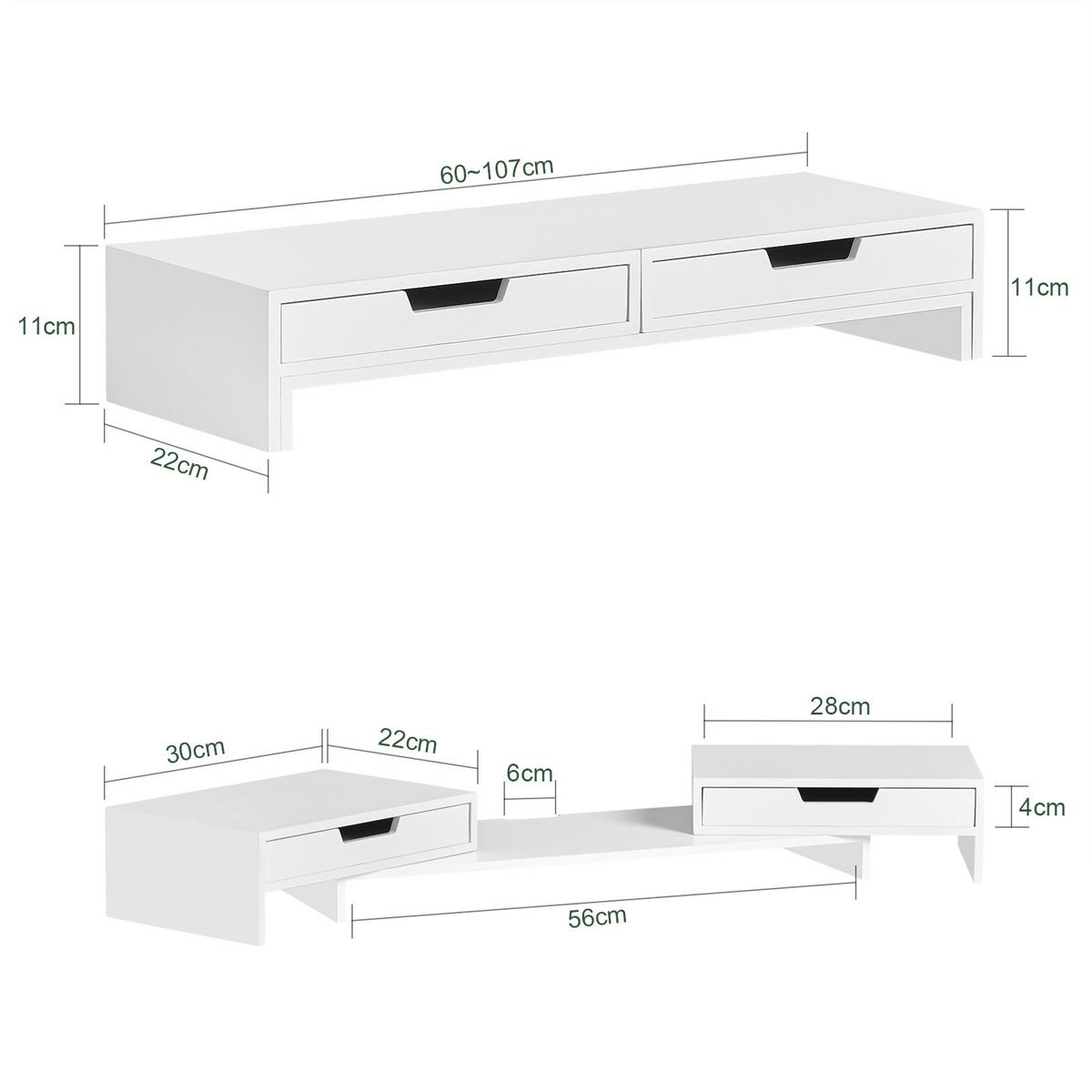 MONITORSTÄNDER Weiß - Weiß, Holzwerkstoff (22/107/11cm) - SoBuy