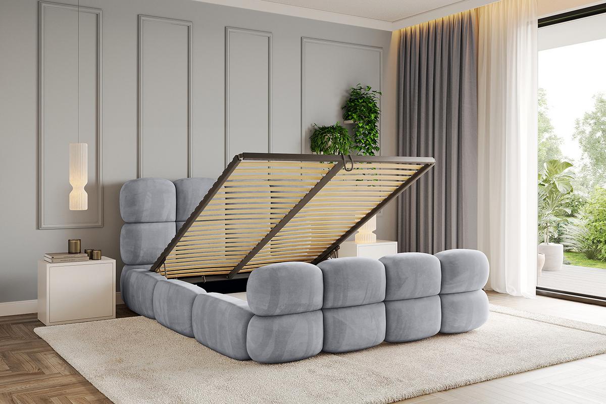 POLSTERBETT mit Bettkasten, Fußteil und Lattenrost, Boxbett ohne Matratze - NOMA-Z 180x200 Hellgrau - Hellgrau, Holzwerkstoff/Textil (180/200cm) - ALTDECOR