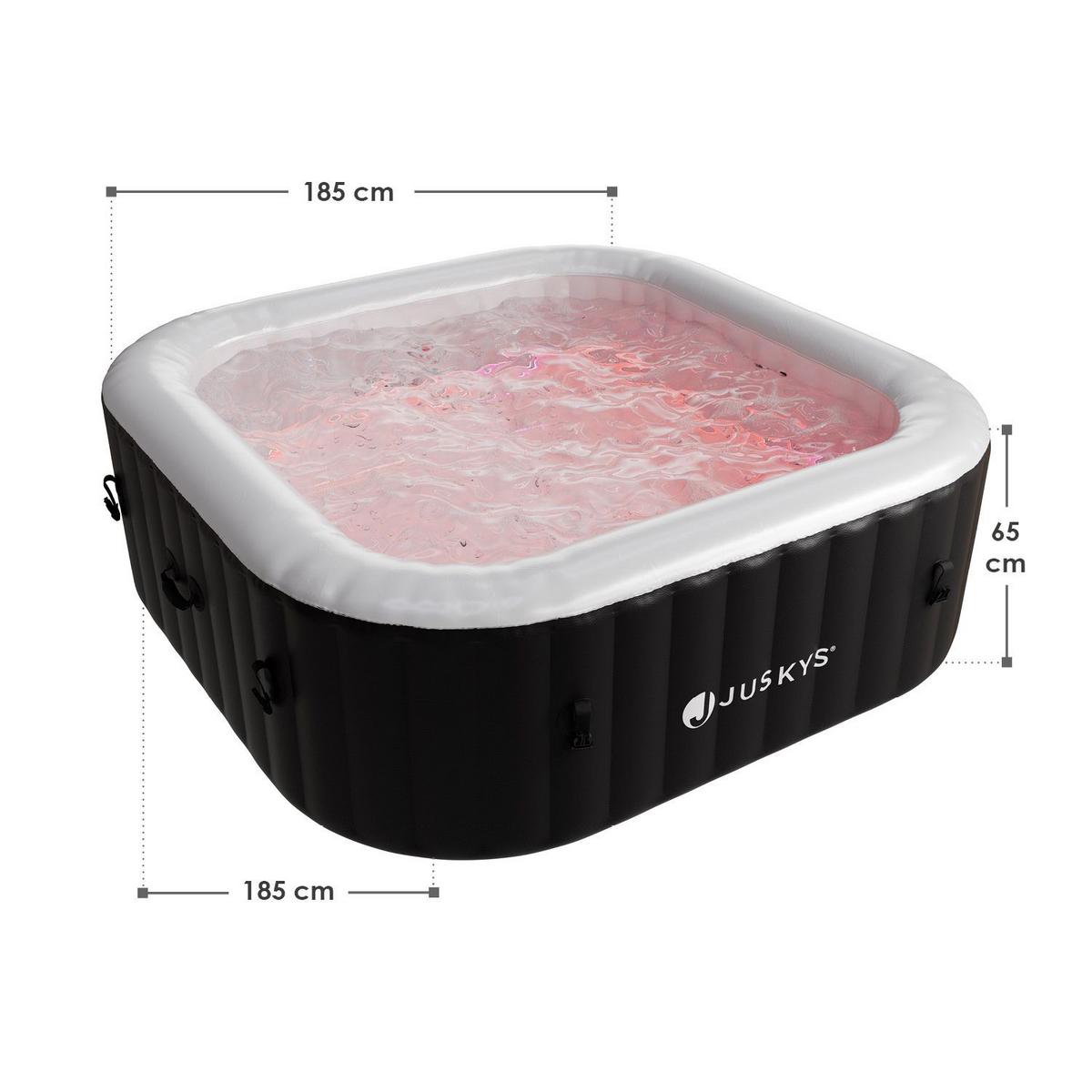 WHIRLPOOL SpaLuxe LED 185x185x65 cm schwarz/weiß - Schwarz, Kunststoff (185/65/185cm) - Juskys
