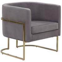 SESSEL Samtstoff Grau Sirkka - Grau, Textil/Metall (72/71/70cm) - Beliani