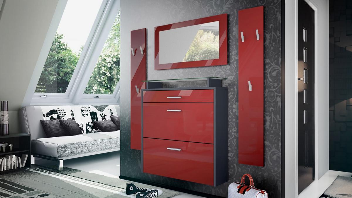 GARDEROBE Malea Fronten in Bordeaux Hochglanz - Bordeaux, Holzwerkstoff (180/180/23cm) - Vladon