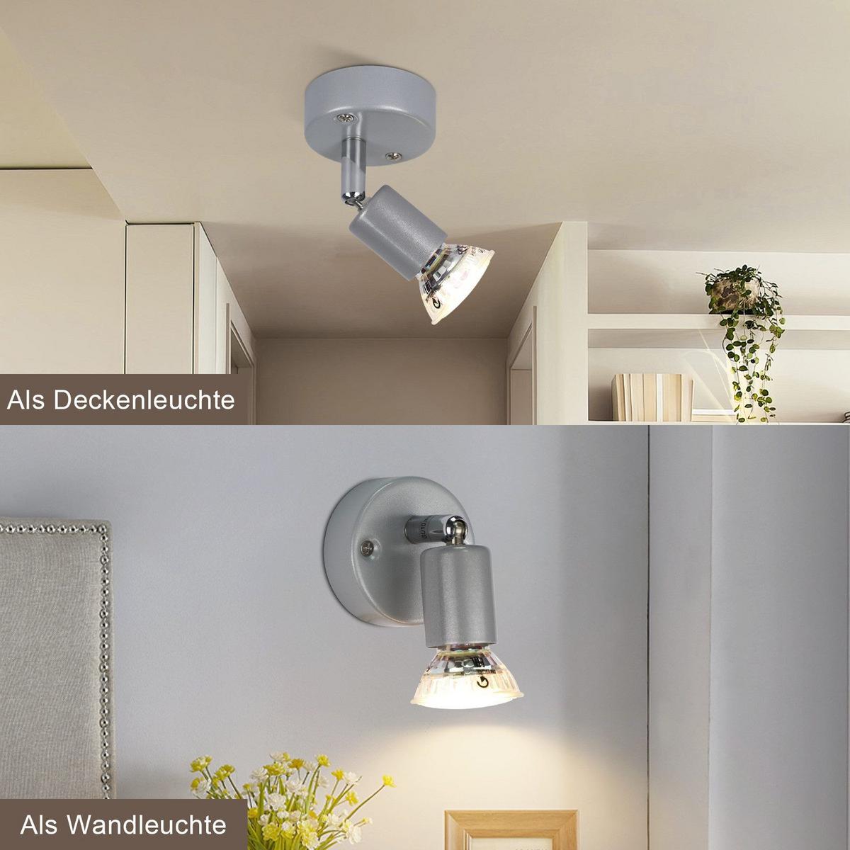 DECKENSTRAHLER Lenz 14/10/7cm - Silberfarben, Metall (14/10/7cm) - Nettlife