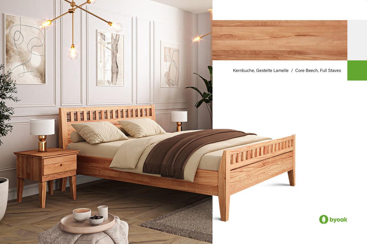 MASSIVHOLZBETT ELIAS 6 80x200 Kernbuche - Kernbuche, Holz (80/200cm) - byoak