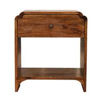 NACHTTISCH Newton, 1-Schublade, 1 Offenes Fach, Braun - Messingfarben/Braun, Holz/Metall (45/50/35cm) - Artisan Furniture